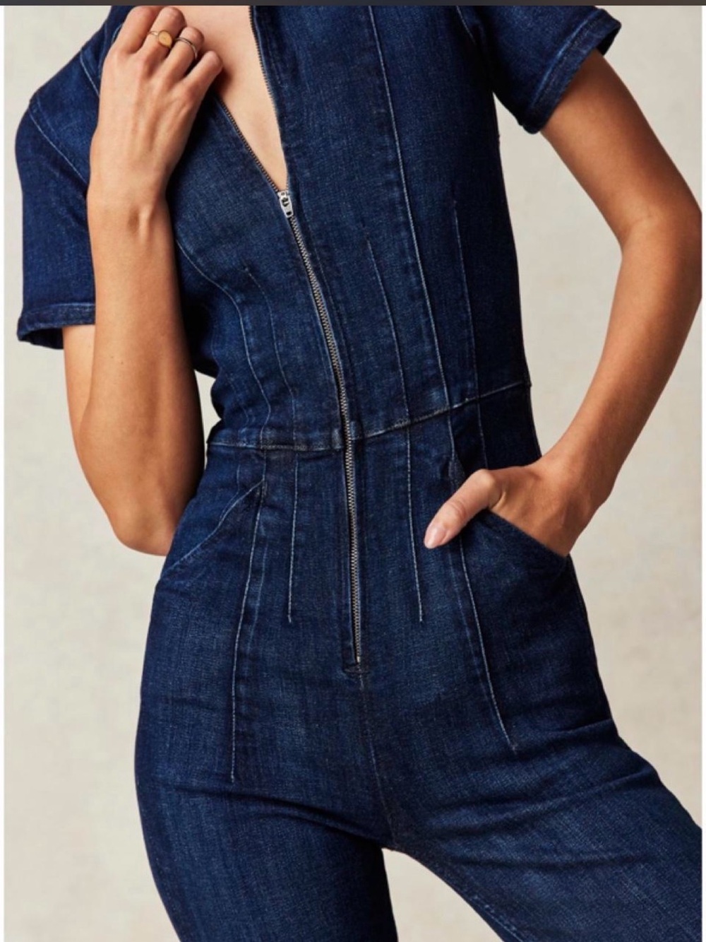 We The Free Dark Indigo Denim Jumpsuit - Picture 2 of 2